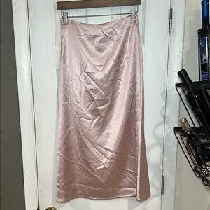 Elegant Pink Satin Skirt S